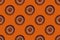 Seamless pattern of game table roulette from elite casino on orange background