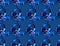 Seamless pattern with gamepad joystick game controllers and headphones with microphone.