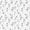 Seamless pattern with garden rose silhouette. Gray background with blossoming flowers. Vintage floral wallpaper.