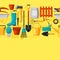 Seamless pattern with garden tools and icons. All for gardening business illustration