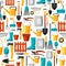 Seamless pattern with garden tools and icons. All for gardening business illustration