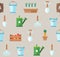 Seamless pattern of gardening tools. Vegetable garden planner fl