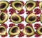 Seamless pattern with garnets and avocado
