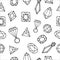 Seamless pattern with gemstone isolated on white background. shiny diamond illustration, hand drawn vector. doodle art for wallpap