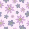 Seamless pattern with gentle hand-drawn flowers of pastel colors