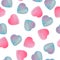 Seamless pattern of geometric hearts icons in low poly style