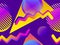 Seamless pattern with geometric objects in the memphis style of the 80s. Gradient shapes. Synthwave retro background. Retrowave