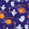 Seamless pattern with ghosts for halloween. Trick or treat