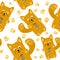seamless pattern with ginger cats on a white background.  isolate.