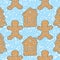 Seamless Pattern. Gingerbread Man, House and Tree