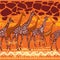 Seamless pattern with Giraffes and ethnic motifs