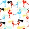 Seamless pattern Girl disco dancing silhouette a figure. vector