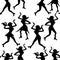 Seamless pattern Girl disco dancing silhouette a figure. vector