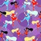 Seamless pattern Girl disco dancing silhouette a figure. vector