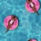 Seamless Pattern - Girl laying on pool inflatable donut on a water background