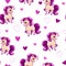 Seamless pattern for girls with little horse