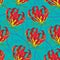 Seamless pattern with Gloriosa superba or flame lily, tropical flower on the green background.
