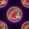 Seamless pattern with glow Mexican spicy tacos with tomatos on the plate