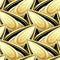 Seamless Pattern with Gold and Black Ethnic Motifs