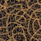 Seamless pattern with gold chain on lepard skin , belt and pearls. illustration