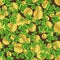 Seamless pattern. Gold coins and leaves of a klerov. Good luck and wealth. St. Patrick`s Day in Ireland.