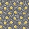 Seamless pattern with gold Colorado potato bugs