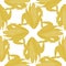 Seamless pattern gold Corn in the cob with leaves. Vector