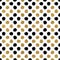 Seamless pattern of gold glitter and black polka dots