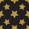 Seamless pattern with gold glitter textured stars on the dark background