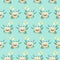 Seamless pattern with gold and green crab