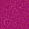 Seamless pattern of gold lacy hearts