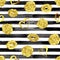 Seamless pattern with gold lips, roses and hearts