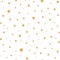 Seamless pattern with gold polka dots texture on white