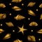 Seamless pattern with gold shells