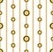 Seamless Pattern of Golden Antique Decorative Motif with Chains on White Background. Fabric Design Ready for Textile Print.