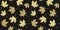 Seamless pattern with golden beige maple leaves on black background