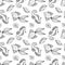 Seamless pattern with golden fishes and seahorses