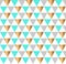Seamless pattern with golden, grey, green triangles. Modern geometric background.