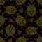 Seamless pattern with golden insects. Vector illustration