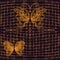 Seamless pattern with golden openwork butterflies