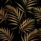 Seamless pattern with golden palm leaves.