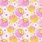 Seamless pattern golden and pink cosmetic eye patch. Cosmetic product for skin. Hydrogel patches under the eyes. ollagen