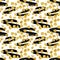 Seamless Pattern - Golden polka dots brush strokes on black brush strokes background - watercolor brushes