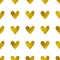 Seamless pattern with golden shining hearts