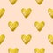 Seamless pattern with golden shining hearts.