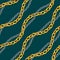 Seamless Pattern of Golden and Silver Chains. Curved Waves, Designed with diagonal form.