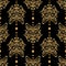 Seamless pattern with golden wolf or husky dog head