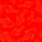 Seamless pattern with goldfish linear koi carps