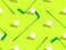 Seamless pattern with golf clubs and balls on a green field. Golf club and golf ball in minimalist style. Design of typography,