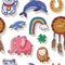Seamless pattern with Good Luck charms